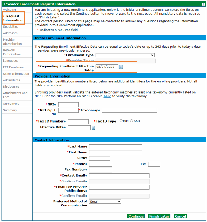 Provider Enrollment Portal Quick Guide Backdating A New Enrollment Application Colorado 1490